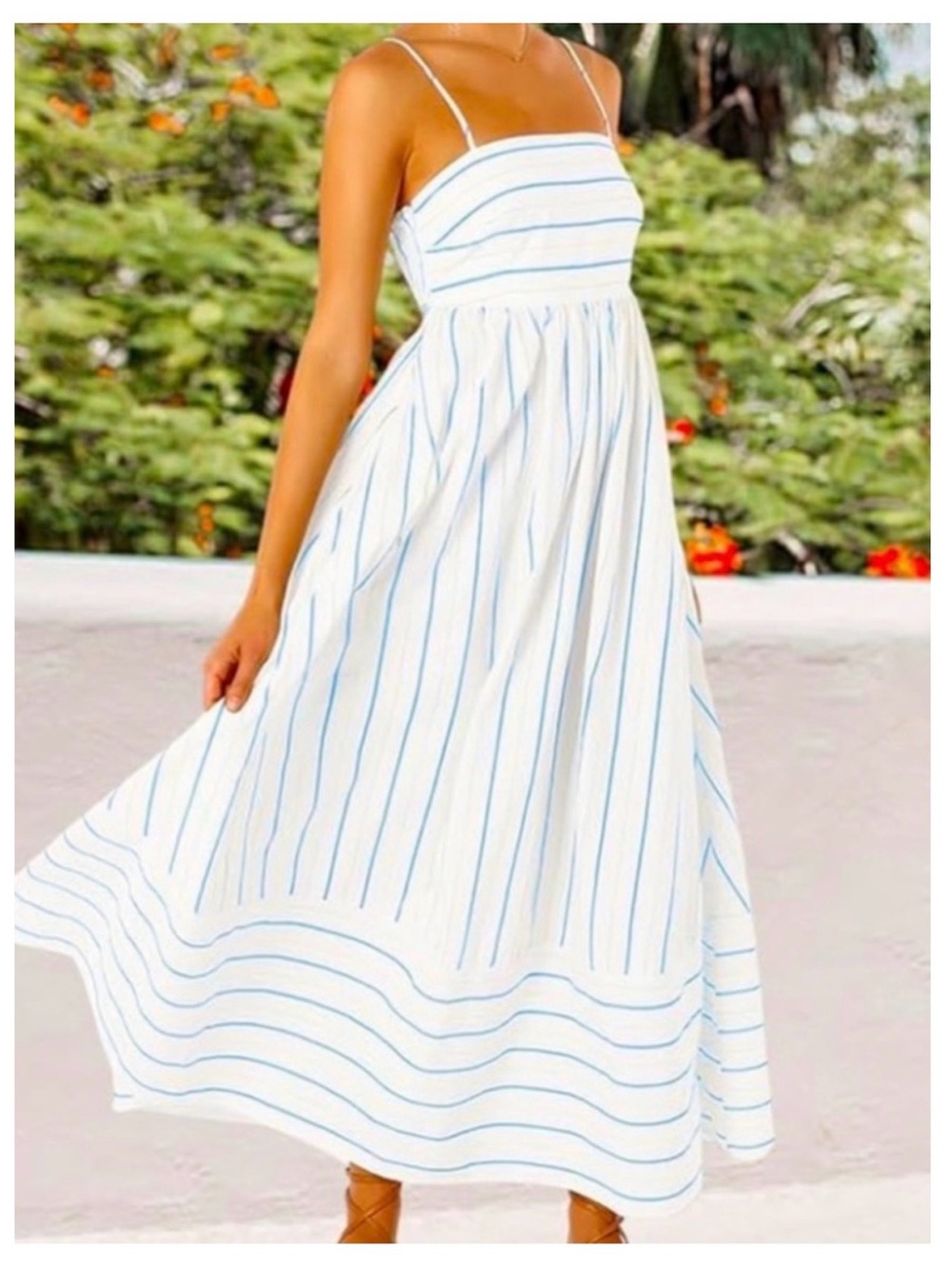 ChouYatou Striped Midi Dress